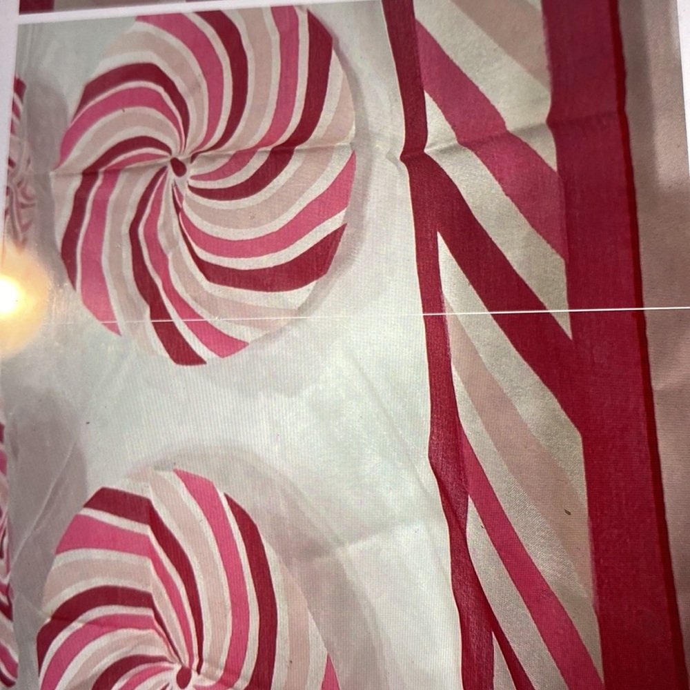 Vintage pink candy, swirls scarf, nylon, sheer - Picture 4 of 5